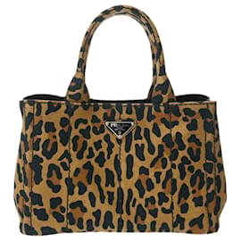 Prada-Bolsa de mão Prada Canapa com estampa de leopardo-Marrom,Preto