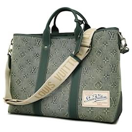 Louis Vuitton-Bolsa de final de semana em denim lavado Monogram Louis Vuitton-Azul