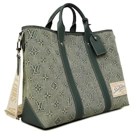 Louis Vuitton-Bolsa de final de semana em denim lavado Monogram Louis Vuitton-Azul