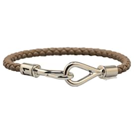 Hermès-Hermes Jumbo Charm Bracelet in Etoupe Gray Leather-Grey,Taupe