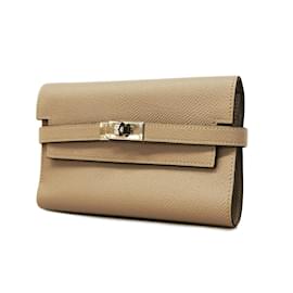 Hermès-Portefeuille long en cuir Epsom Hermes-Gris