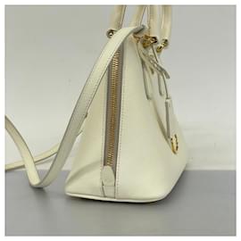 Prada-Prada White Saffiano Leather Handbag-White