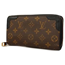 Louis Vuitton-Louis Vuitton Long Wallet Monogram Zippy Retiro M61855-Brown,Black