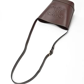 Céline-Sac à épaule Celine Small Bucket Cuir Triomphe-Marron