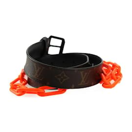 Louis Vuitton-Louis Vuitton Santur Signature 35MM Chain Belt-Brown,Black,Orange