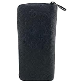 Louis Vuitton-Louis Vuitton Black Leather Long Wallet-Black