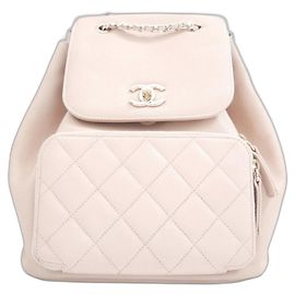 Chanel Business Affinity Backpack Beige Caviar Leather Beige