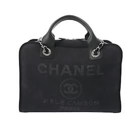 Chanel-Chanel Deauville Bowling Bag-Navy blue