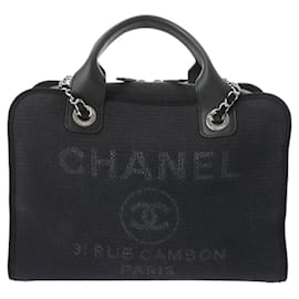 Chanel-Chanel Deauville Bowling Bag-Navy blue
