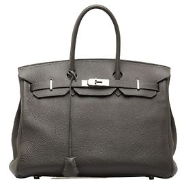 Borsa Hermès Birkin 35 in pelle Togo grigia Marrone