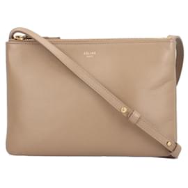 Céline-Celine Trio Small Shoulder Bag in Beige Leather-Beige