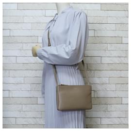 Céline-Sac à épaule Celine Trio Small en cuir beige-Beige