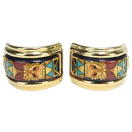 Hermès Orecchini a clip multicolore Hermes Blu Multicolore D'oro