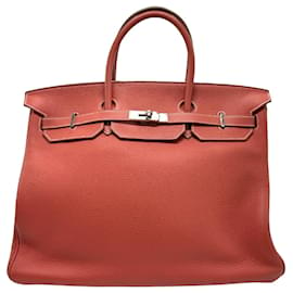 Hermès-Bolsa Hermes Birkin Eclat 40-Branco,Vermelho