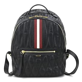 BALLY Black Leather Backpack Black