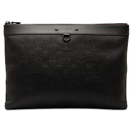 Louis Vuitton-Louis Vuitton Monogram Shadow Pochette Discovery GM Clutch Bag-Black