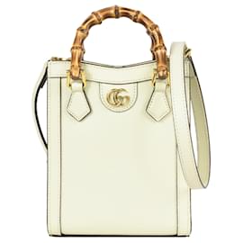 Gucci-Gucci Bamboo Diana Tote Handbag-White
