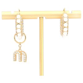 Brincos de metal dourado com cristais Miu Miu Dourado