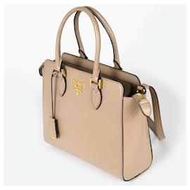 Prada-Prada Saffiano Beige Leather Handbag-Beige