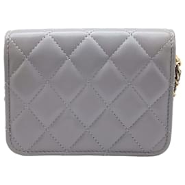 Chanel-Chanel Light Gray Lamb Leather Card Case-Grey