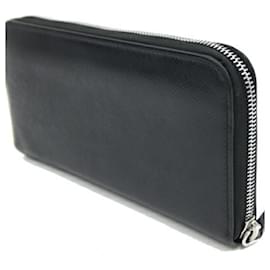 Prada-Prada Round Long Wallet in Black Leather-Black