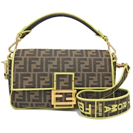 Fendi-Bolsa de Ombro Mamma Bucket da Fendi-Marrom,Amarelo