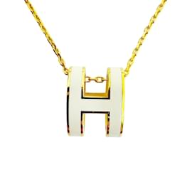 Hermès-HERMES Pop Ash Necklace H Metal-White,Cream