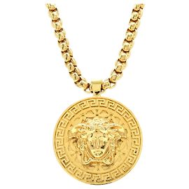 COLLIER EN CHAÎNE GRECA MÉDAILLON MÉDUSE VERSACE Doré