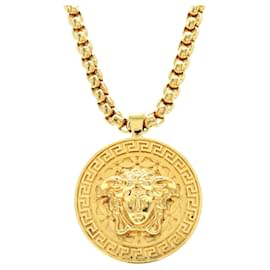 Versace-COLAR DE CORRENTE GRECA MEDALHÃO MEDUSA VERSACE-Dourado