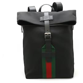 Gucci-Sac à dos en toile Gucci Sherry Line-Noir,Rouge,Vert