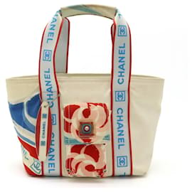 Chanel-Chanel Sport Line Surf High Summer Camellia Tote Bag-Red,Cream,Light blue