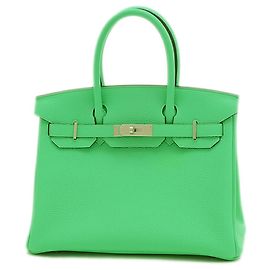 Bolsa Hermès Birkin 30 em couro Togo Verde