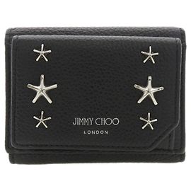Portefeuille bi-fold en cuir de veau Jimmy Choo Noir
