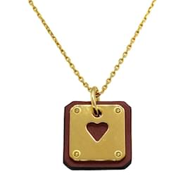 Hermès Collier Hermes As de Coeur PM Cœur Swift Cuir Or Z estampé Doré