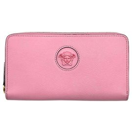 Cartera larga de cuero rosa Versace Rosa