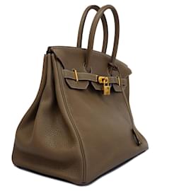 Hermès-Hermes Birkin 35 Handbag in Etoupe Gray-Taupe