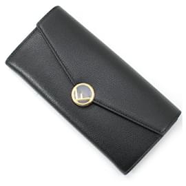 Fendi-Fendi Black Leather Bi-fold Long Wallet-Black