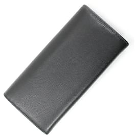 Fendi-Fendi Black Leather Bi-fold Long Wallet-Black