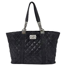 Borsa Tote Chanel Boy in suede nero Nero