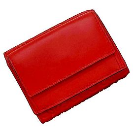 Loewe Red Leather Tri-fold Wallet Red