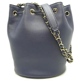 Chanel-Sac à épaule Chanel Deauville en cuir caviar navy-Bleu Marine