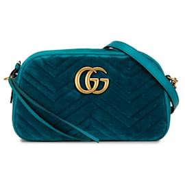 Gucci-Bolsa de Ombro Gucci GG Marmont Chain-Azul