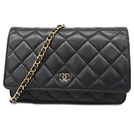 Chanel-Chanel Black Caviar Leather Shoulder Bag-Black