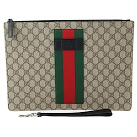 Gucci-Gucci Sherry Line Clutch Bag-Red,Beige,Green