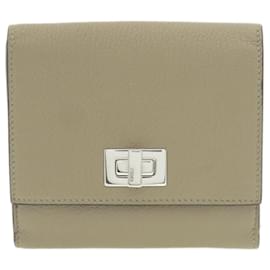 Fendi-Fendi Calfskin Bi-Fold Wallet-Grey
