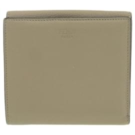 Fendi-Fendi Calfskin Bi-Fold Wallet-Grey