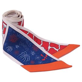 Lenço de seda Twilly da Hermès Branco Vermelho Azul marinho