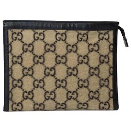 Gucci Wool Clutch Bag Black Beige