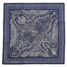 Lenço Hermès 55 Bandana Jardim da Maharani Preto Branco Azul