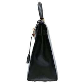 Hermès-Hermes Kelly 32 Handbag in Black Box Calf Leather-Black